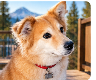 Friendly dog portrait welcoming visitors to contact Heckin Good Housing