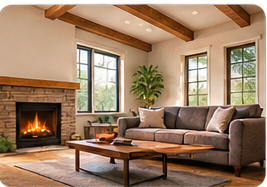 Cozy interior photo supporting the welcoming tone of the brand